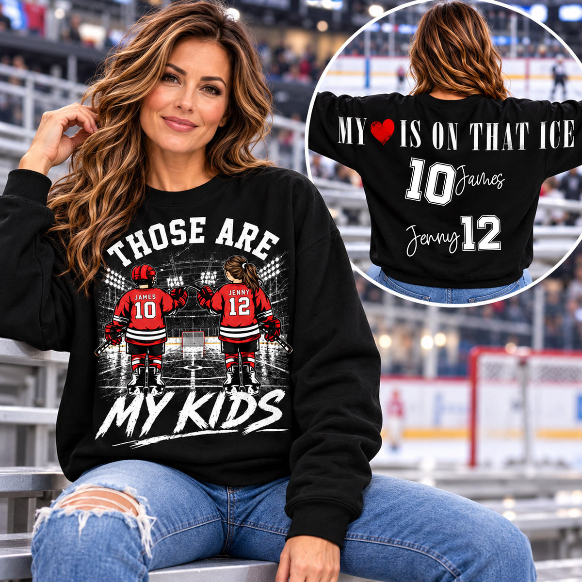 Personalized Those Are My Kids Ice Hockey Mom Shirt, Custom Sports Mom Gameday Shirt T1807 Nh00