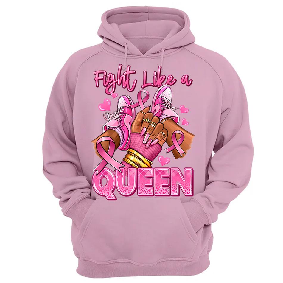 Fight Like A Queen Survivor Queen Breast Cancer Afro Girl Sneakers Shirt H2511 Trna