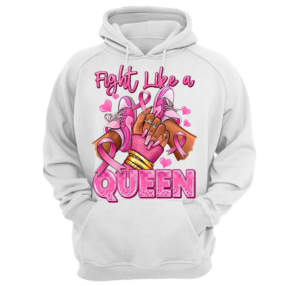 Fight Like A Queen Survivor Queen Breast Cancer Afro Girl Sneakers Shirt H2511 Trna
