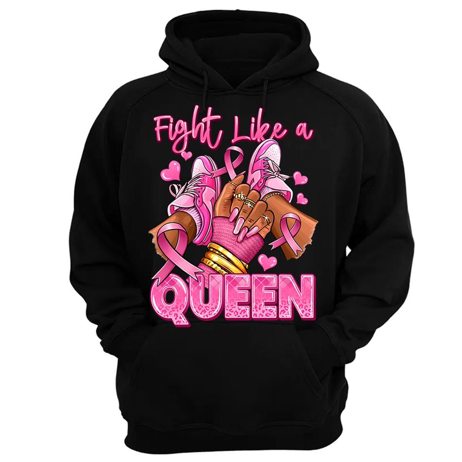 Fight Like A Queen Survivor Queen Breast Cancer Afro Girl Sneakers Shirt H2511 Trna