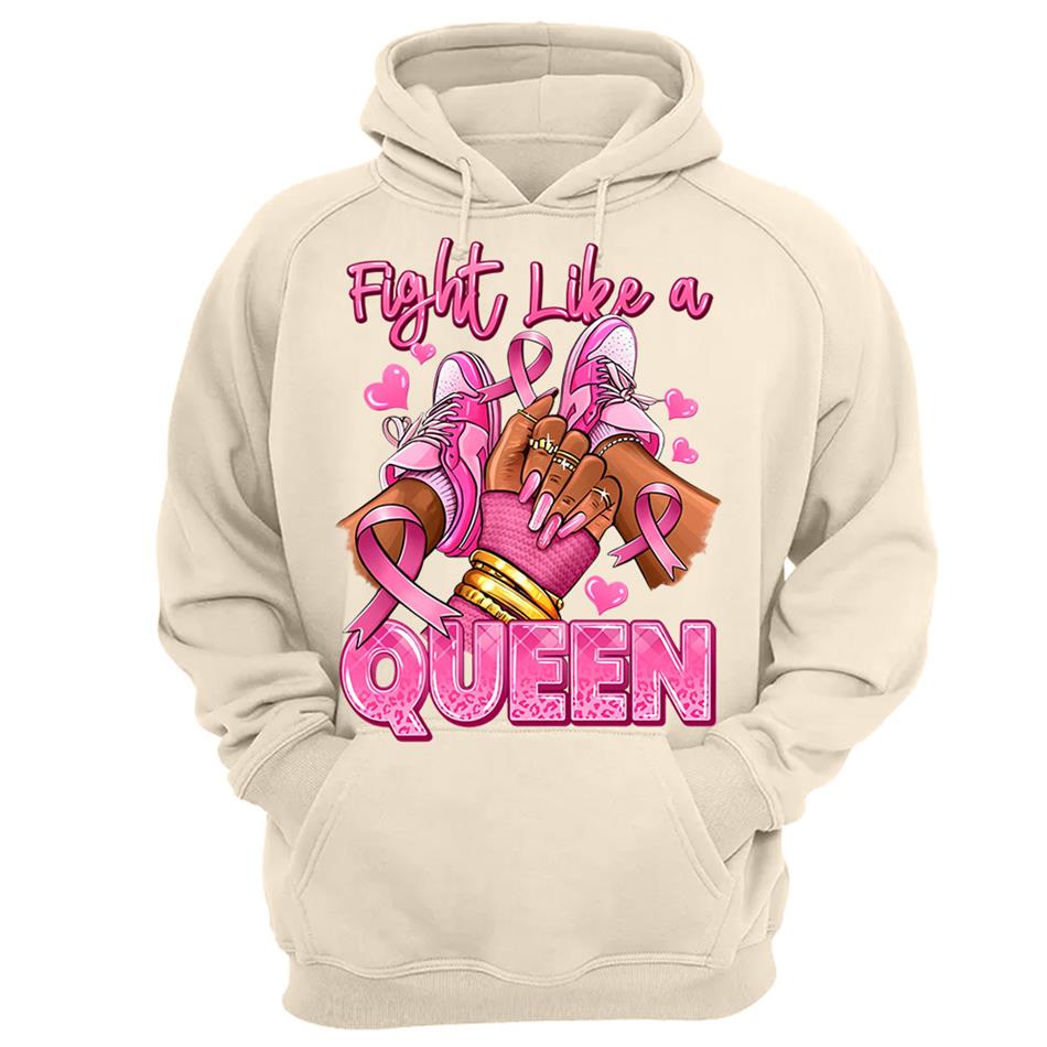 Fight Like A Queen Survivor Queen Breast Cancer Afro Girl Sneakers Shirt H2511 Trna
