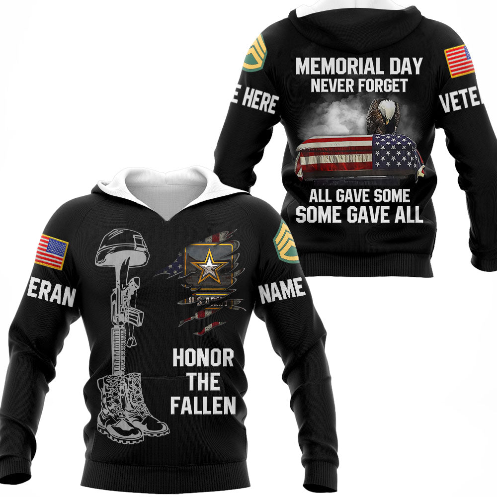 Memorial Day Never Forget All Gave Some Some Gave All Custom All Branch Name Rank All Over Print Shirt For Veteran H2511