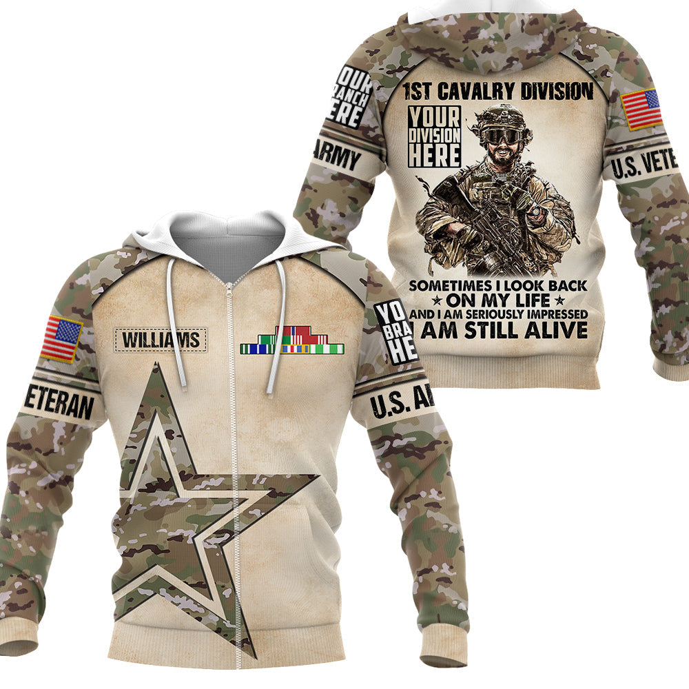 Custom Hoodie Veteran Sometimes I Look Back On My Life Still Alive Peronalized All Over Print Shirt For Veteran H2511
