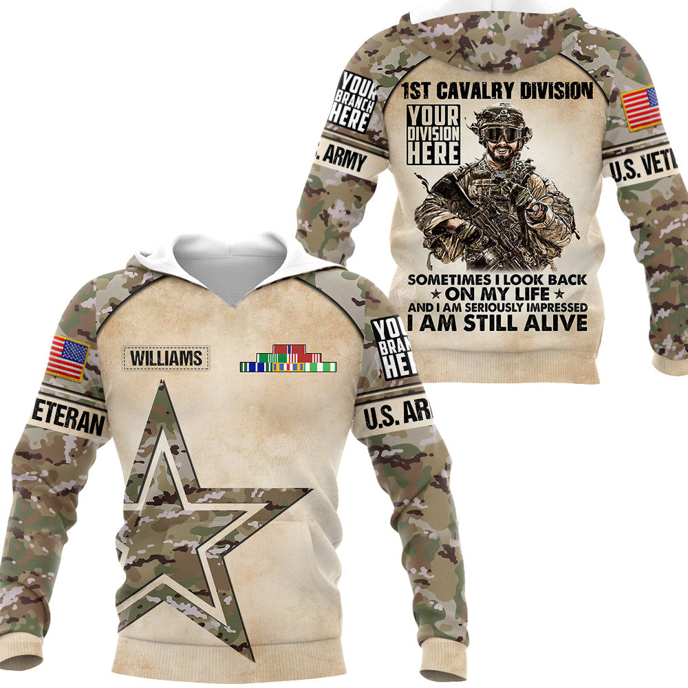 Custom Hoodie Veteran Sometimes I Look Back On My Life Still Alive Peronalized All Over Print Shirt For Veteran H2511