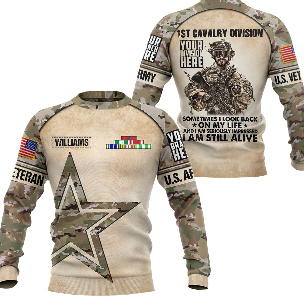 Custom Hoodie Veteran Sometimes I Look Back On My Life Still Alive Peronalized All Over Print Shirt For Veteran H2511