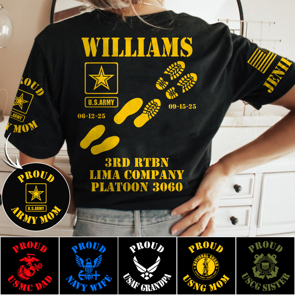 Proud Army Mom Dad Sister Family Members All Over Print Shirt Vr4 Custom Recruit Training Unit Designation Shirt For Proud Military Family H2511