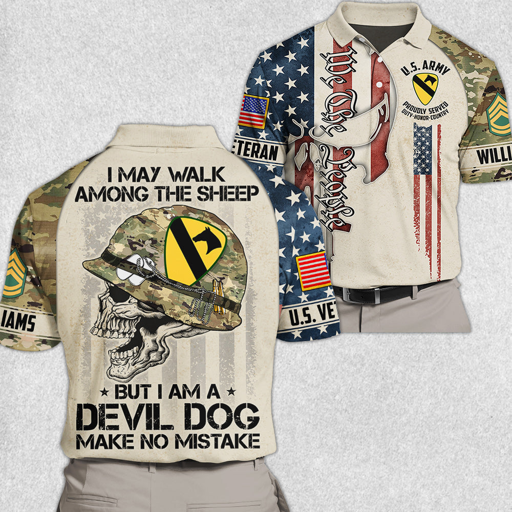 Custom Skull Shirt I May Walk Among The Sheep But I Am A Devil Dog Make No Mistake All Over Print Shirt for Veteran H2511