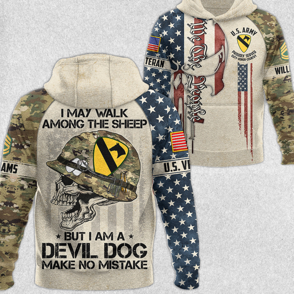 Custom Skull Shirt I May Walk Among The Sheep But I Am A Devil Dog Make No Mistake All Over Print Shirt for Veteran H2511