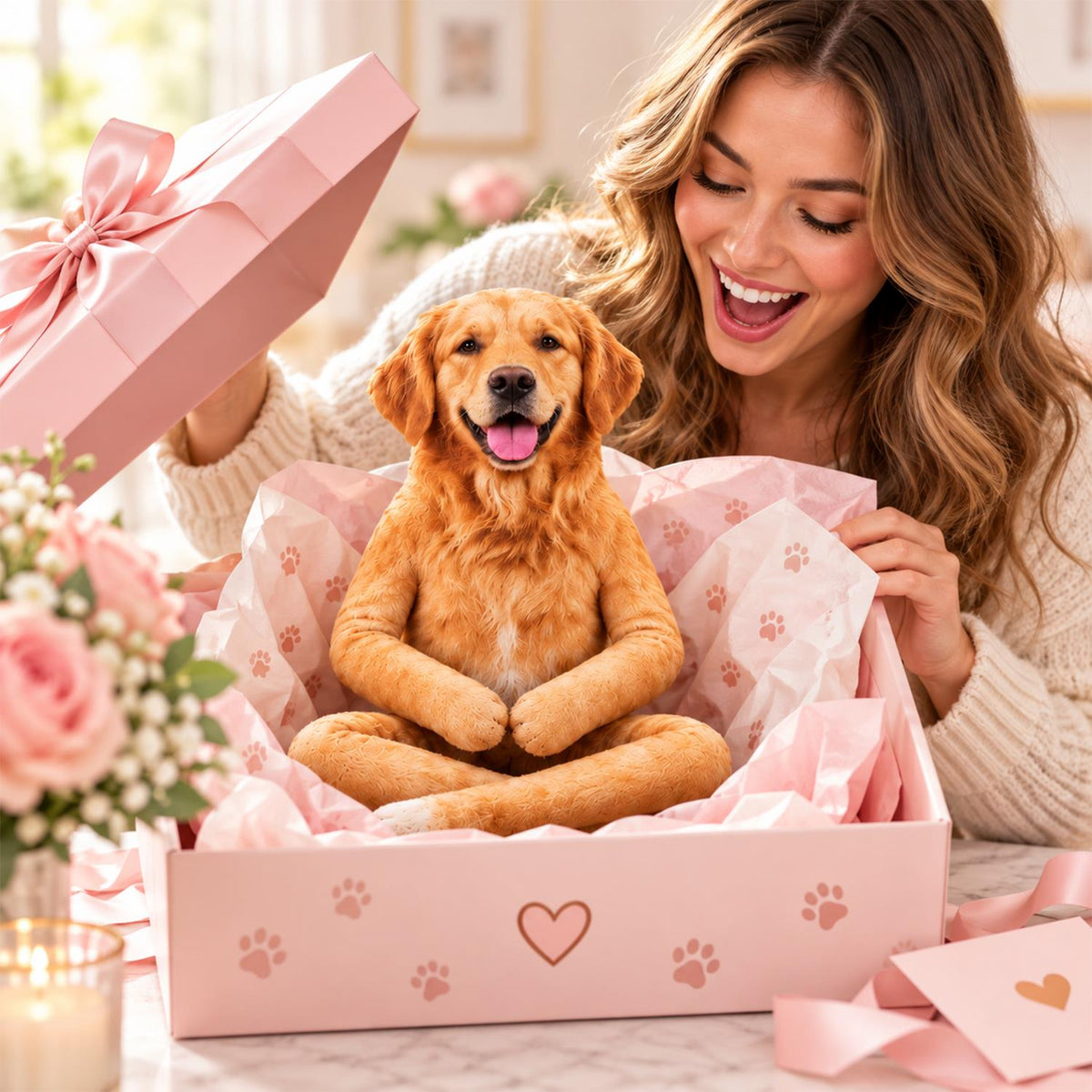 Personalized Golden Retriever Photo Pet Squishy Toy Poseable Plush Doll, Funny Gift For Dog Mom, Dad, Cat Lover T1807 Hv01 NT01