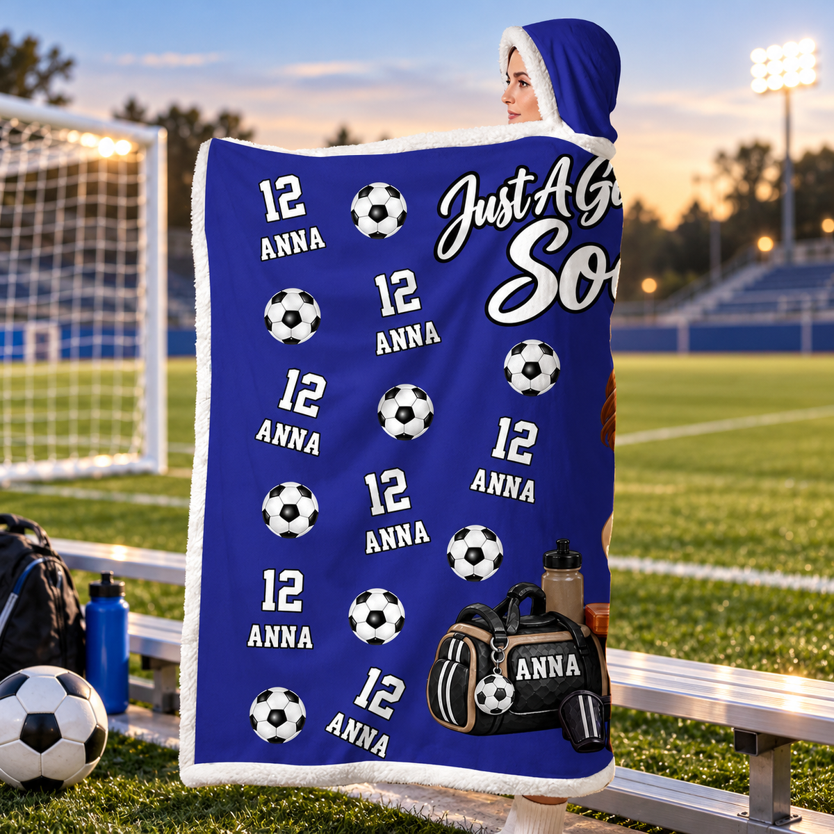 Just A Girl Who Loves Soccer, Personalized Soccer Wearable Blanket Hoodie For Soccer Lovers, Soccer Players MI209 VH01 DN10