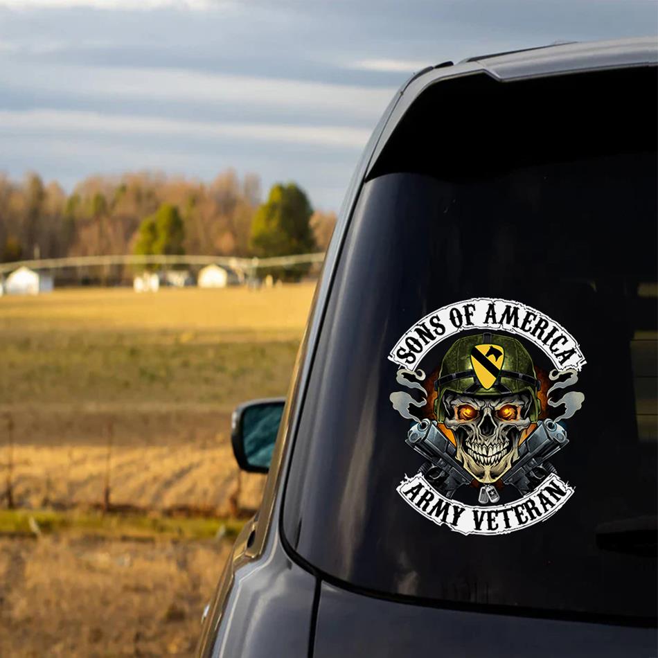 Skull Sons Of America US Army Veteran Custom Decal Car for U.S. Army Veteran H2511