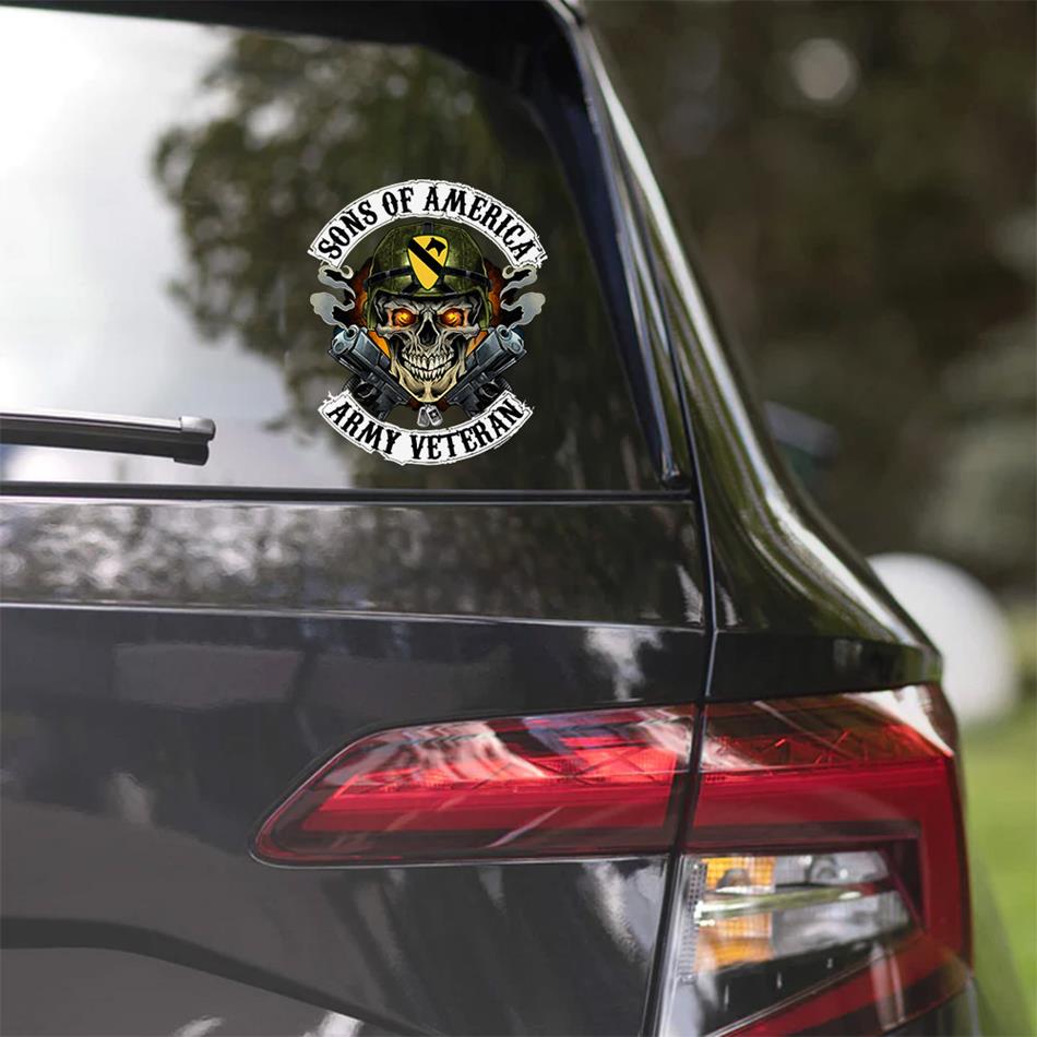 Skull Sons Of America US Army Veteran Custom Decal Car for U.S. Army Veteran H2511