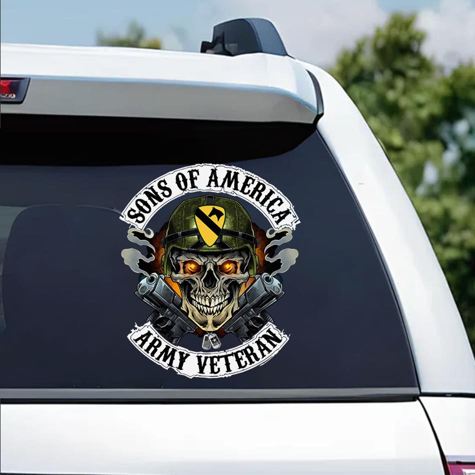 Skull Sons Of America US Army Veteran Custom Decal Car for U.S. Army Veteran H2511
