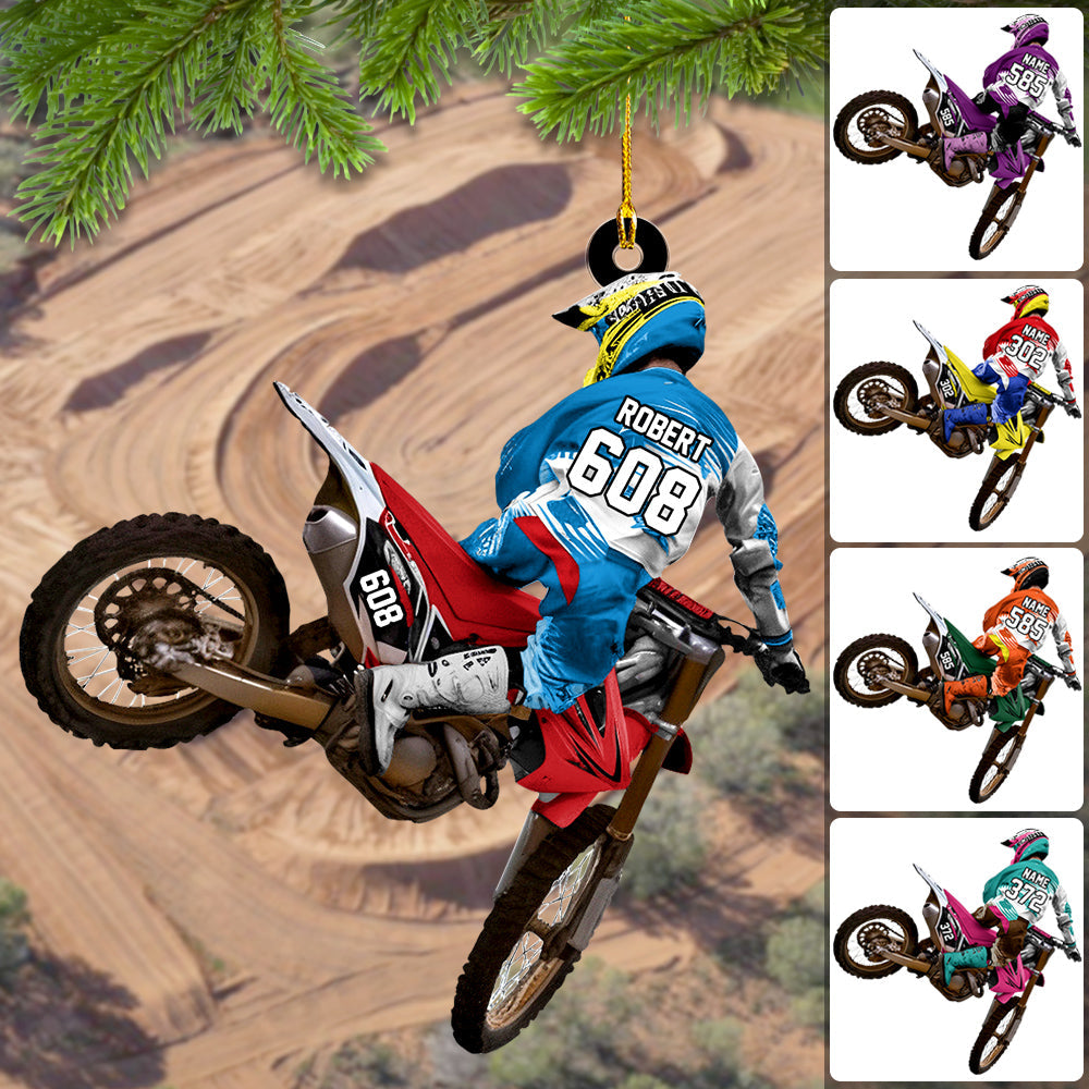 Custom Name Number Motocross Racer Ornament Gift For Motocross Lovers Christmas Ornament H2511 Trna