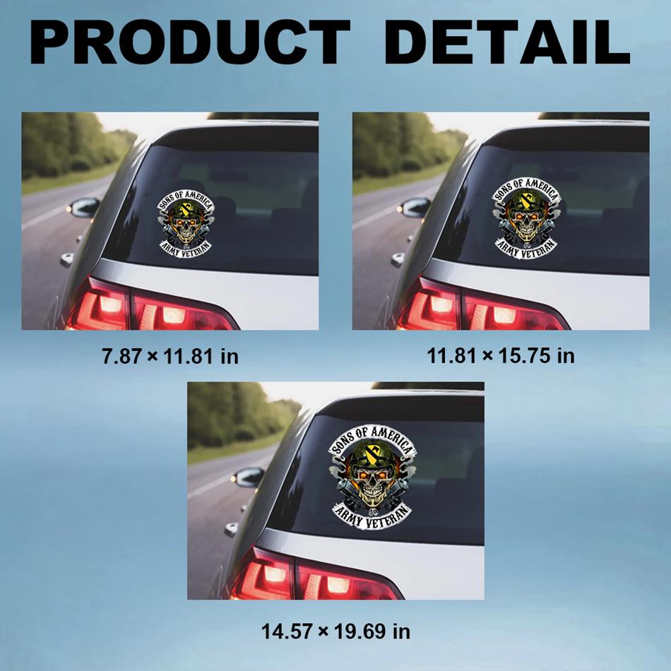 Skull Sons Of America US Army Veteran Custom Decal Car for U.S. Army Veteran H2511