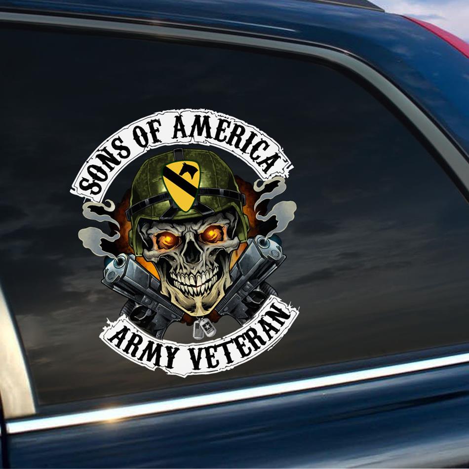 Skull Sons Of America US Army Veteran Custom Decal Car for U.S. Army Veteran H2511