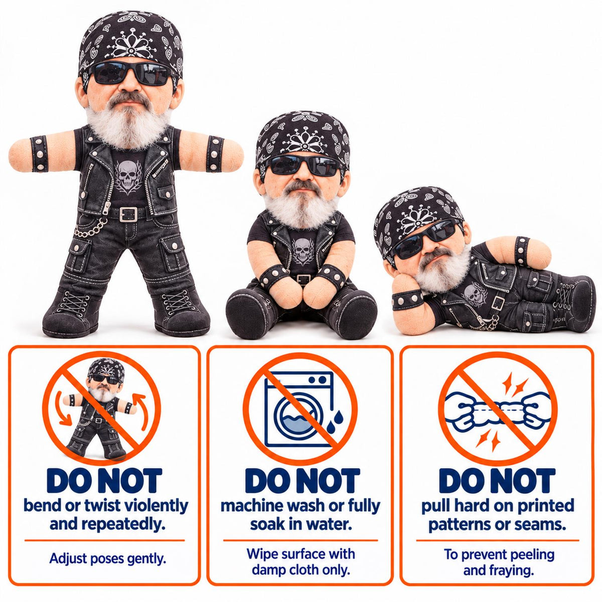 Personalized Photo Bikers Squishy Toy Poseable Plush Doll, Funny Gift For Bikers A2110 Hv01 TL06