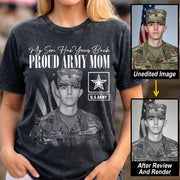 My Son Has Your Back Custom Washed Tee Retro Bootleg Shirt For Military Family Day Training Graduate Family Member Shirt H2511 Trna