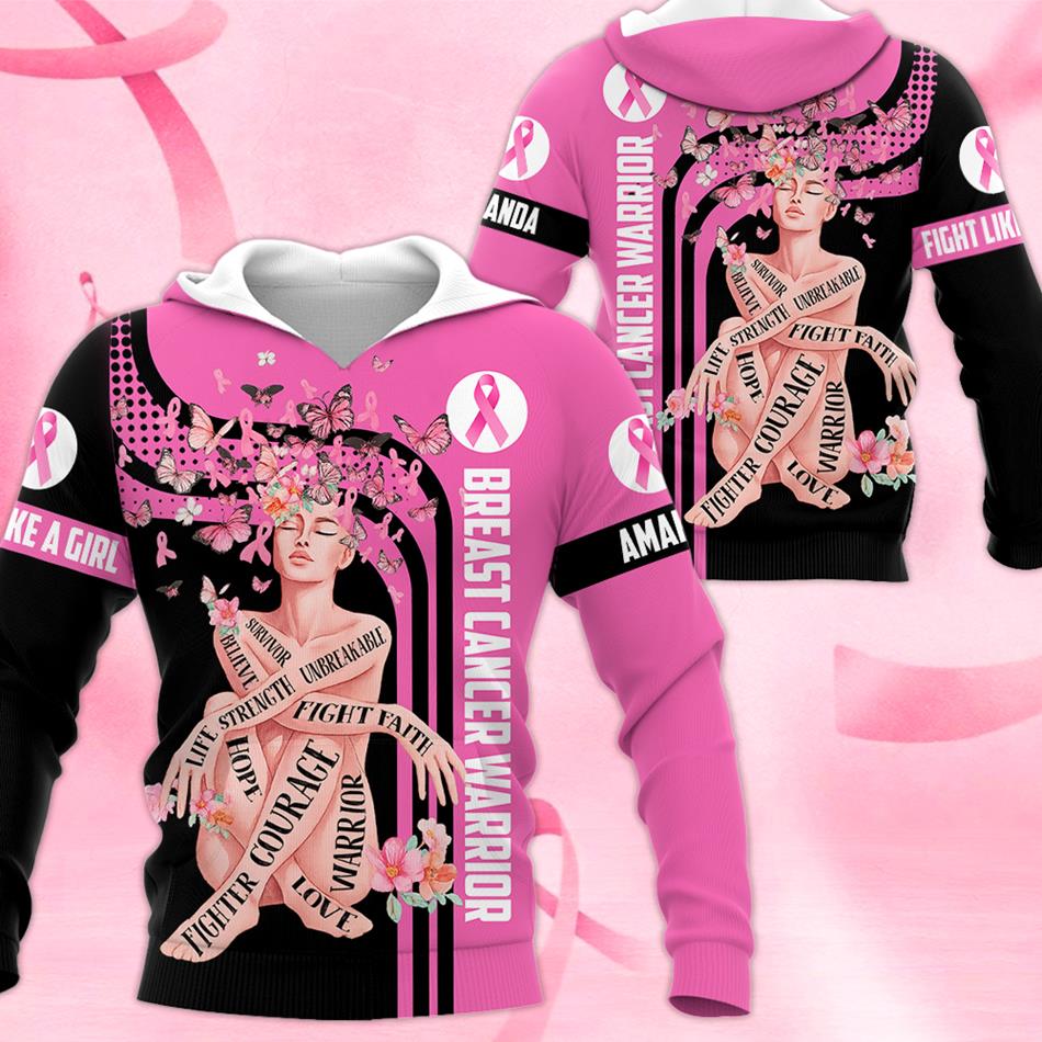 Breast Cancer Survivor Pink Flower Butterfly Pink Ribbon Custom All Over Print Shirt For Cancer Survivor Warrior Breast Cancer Awareness Shirt H2511 Trna