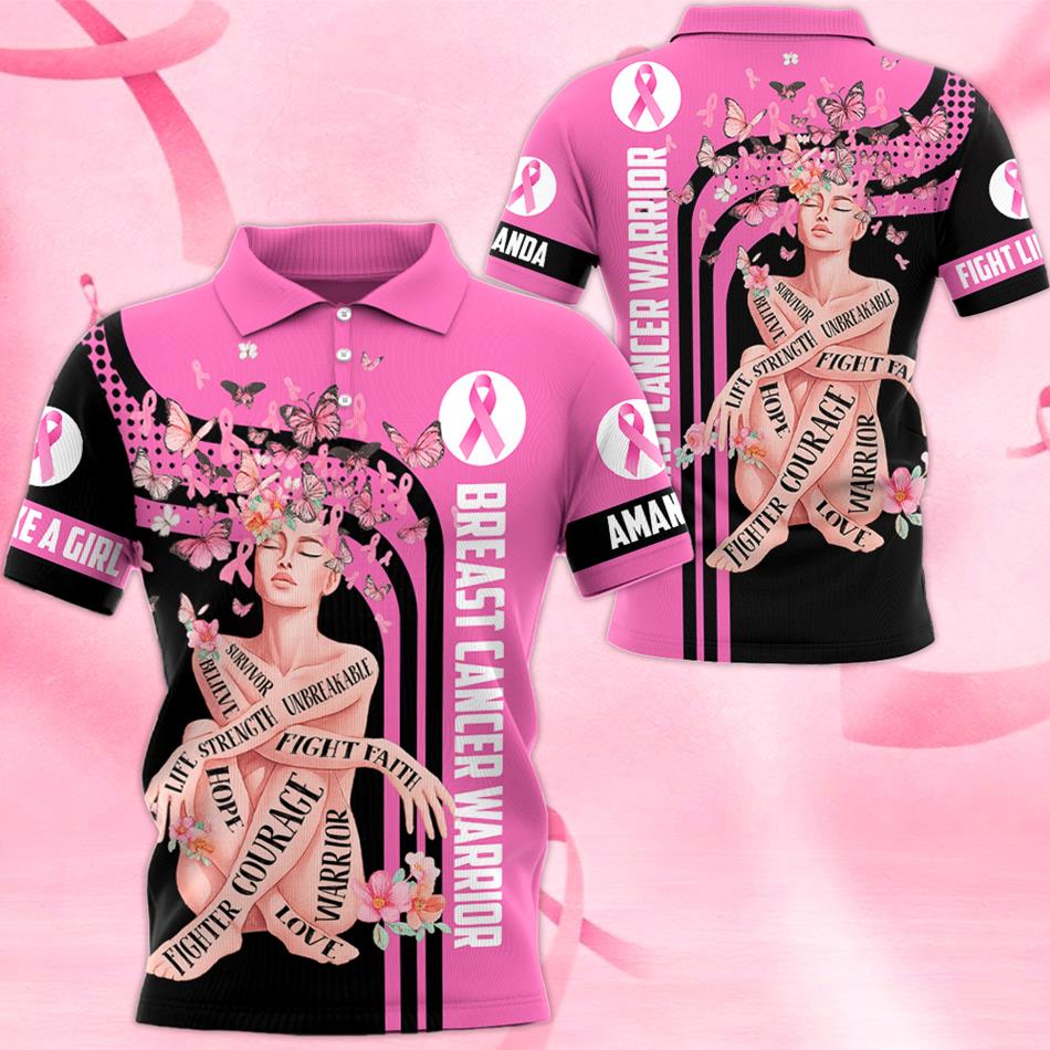 Breast Cancer Survivor Pink Flower Butterfly Pink Ribbon Custom All Over Print Shirt For Cancer Survivor Warrior Breast Cancer Awareness Shirt H2511 Trna