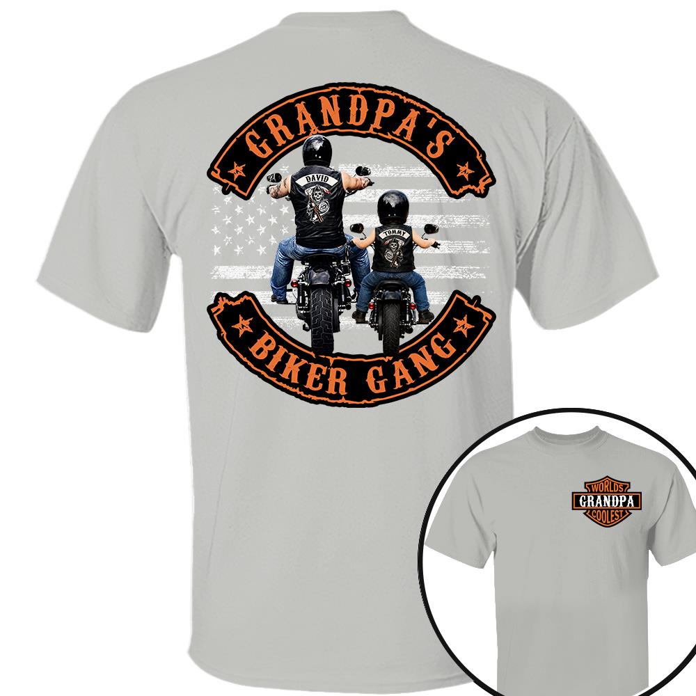 Custom Name Worlds Cooles Motorcycle Grandpa’s Biker Gang Shirt - Personalized Gift For Dad, Grandpa Nh00