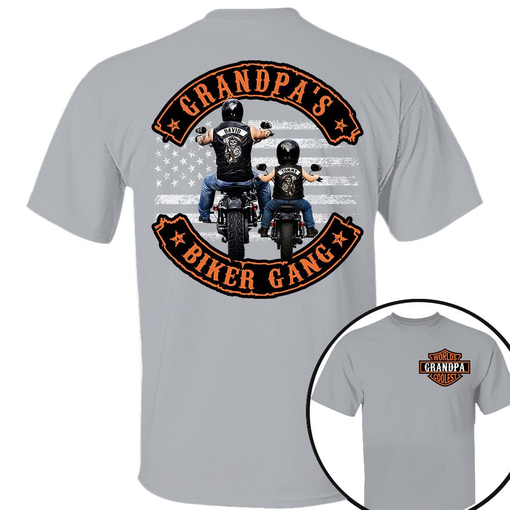 Custom Name Worlds Cooles Motorcycle Grandpa’s Biker Gang Shirt - Personalized Gift For Dad, Grandpa Nh00