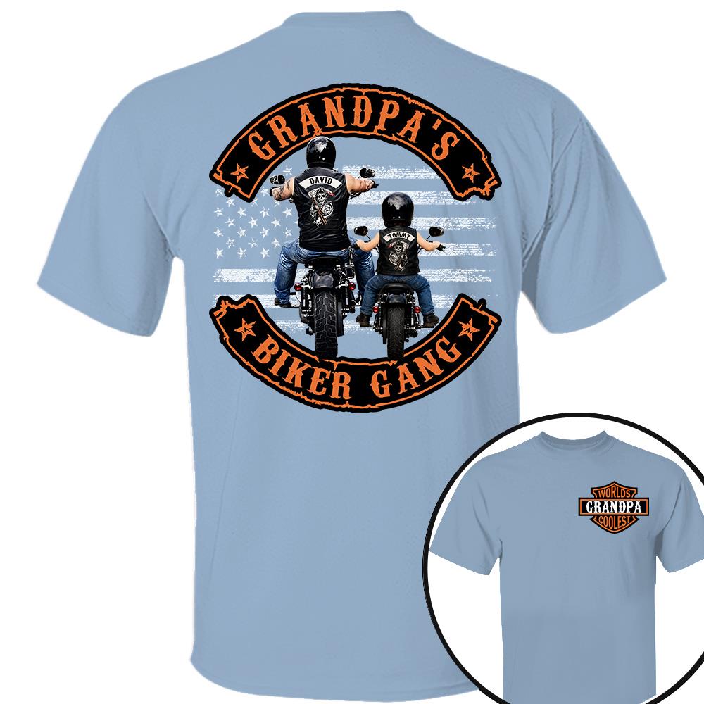 Custom Name Worlds Cooles Motorcycle Grandpa’s Biker Gang Shirt - Personalized Gift For Dad, Grandpa Nh00
