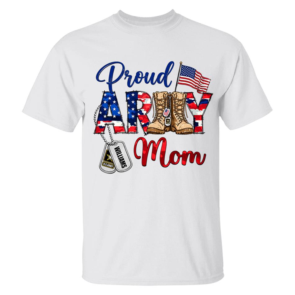 Proud Army Mom Patriot USA Camouflage 4th July Shirt Custom Shirt For Mom Dad Sister All Family Member H2511 Trna