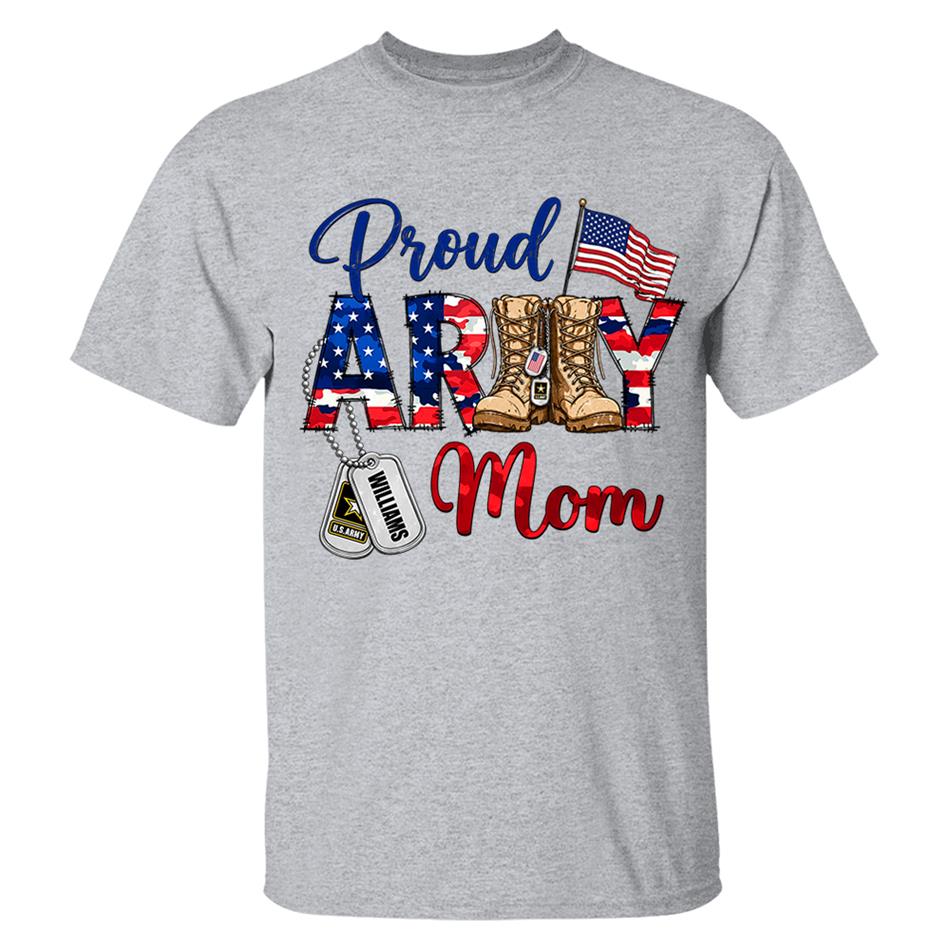 Proud Army Mom Patriot USA Camouflage 4th July Shirt Custom Shirt For Mom Dad Sister All Family Member H2511 Trna