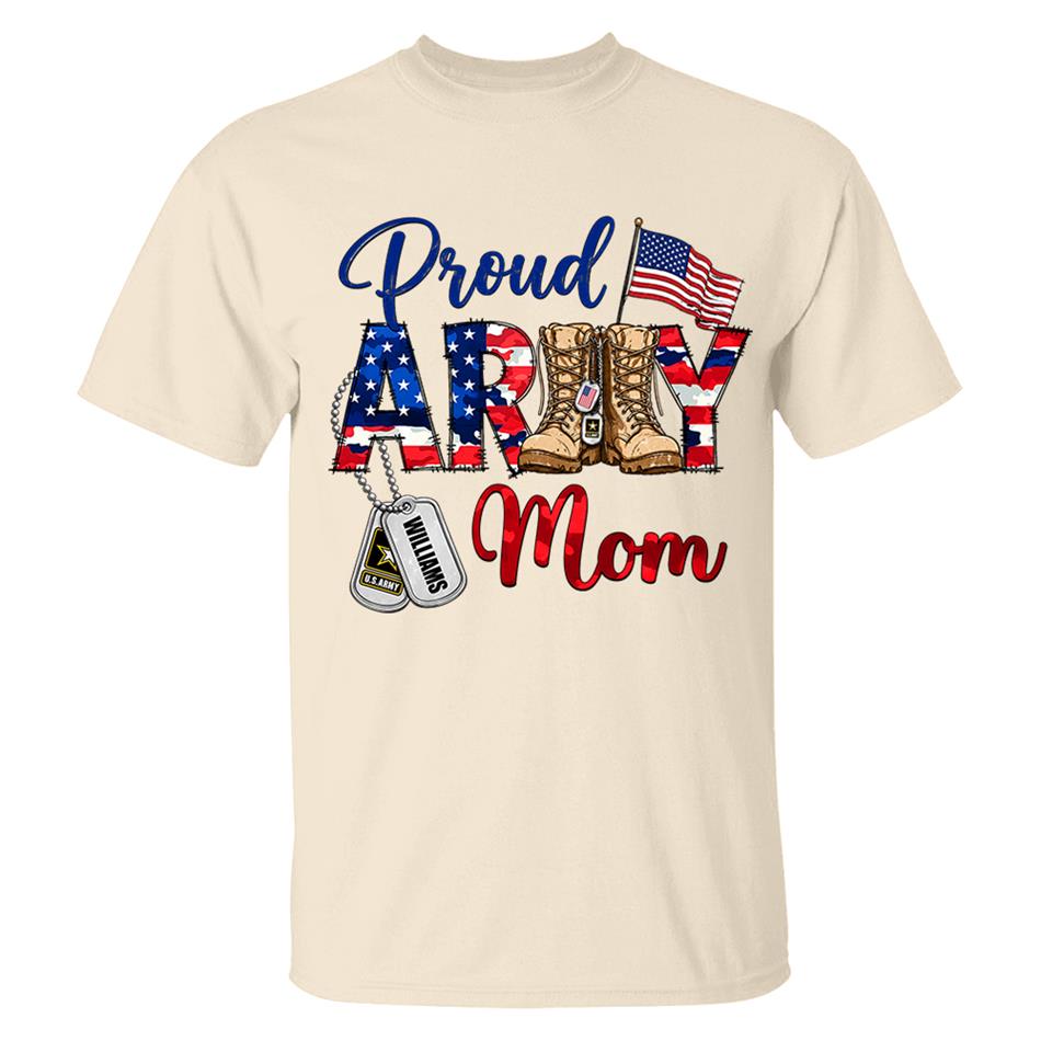 Proud Army Mom Patriot USA Camouflage 4th July Shirt Custom Shirt For Mom Dad Sister All Family Member H2511 Trna