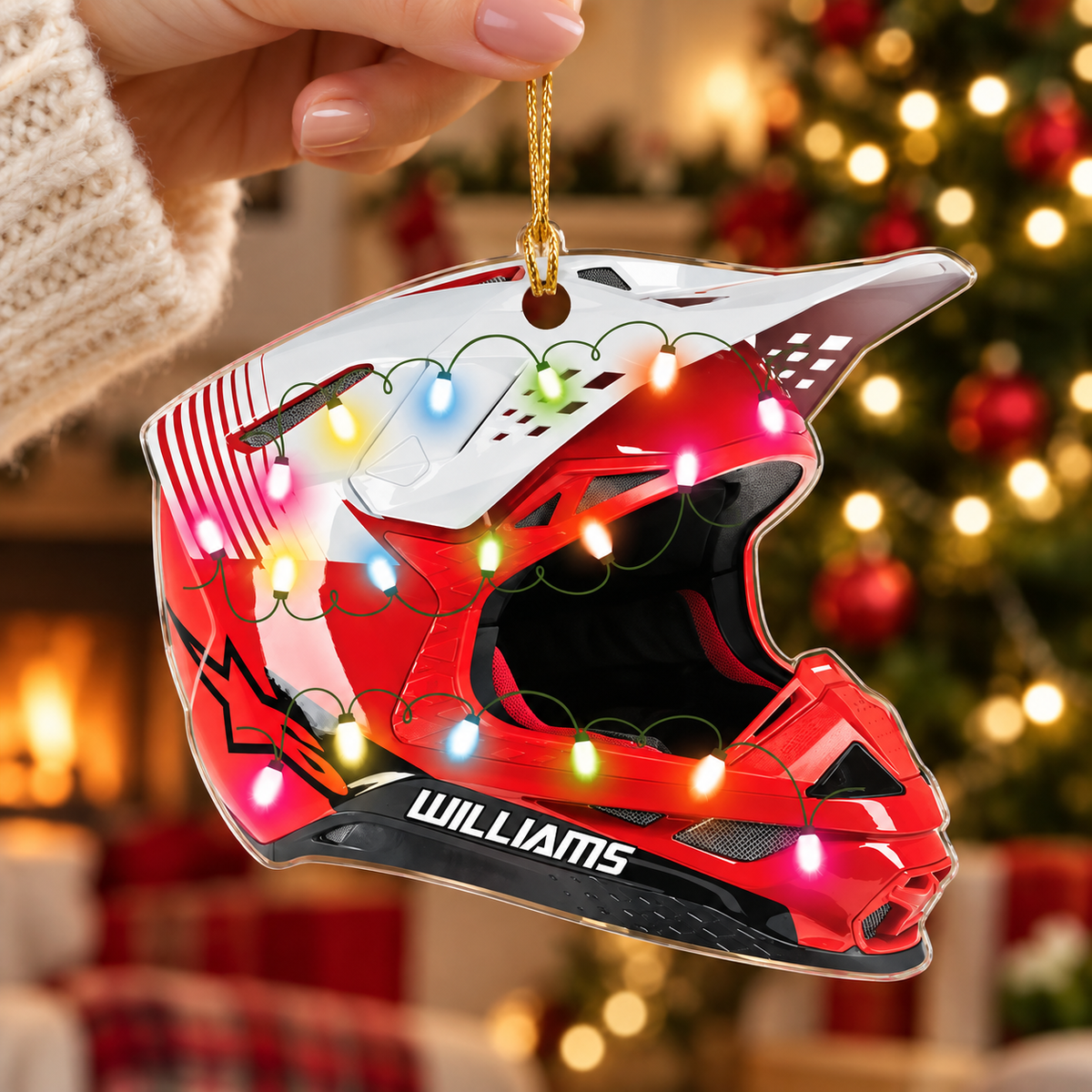 Personalized Ornament Motocross Hemlet Custom Shaped Ornament, Made By Acrylic And The 2 Sides Are The Same H2511