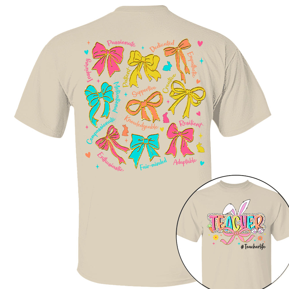 Coquette Easter Teacher Coquette  Shirt, Happy Easter Day Brushstroke Dalmatian Dots Shirt H2511 Do99