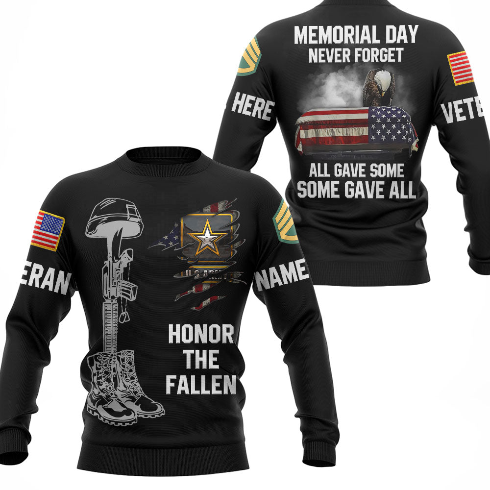 Memorial Day Never Forget All Gave Some Some Gave All Custom All Branch Name Rank All Over Print Shirt For Veteran H2511