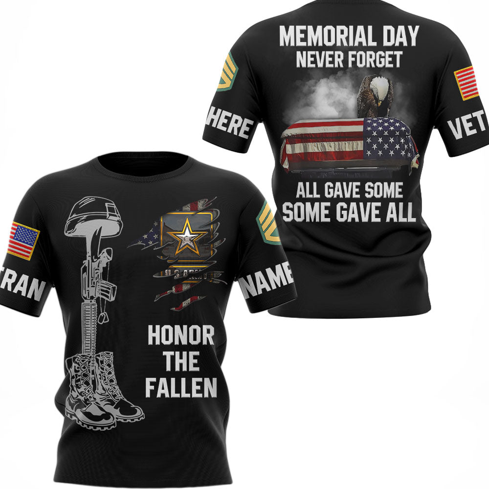 Memorial Day Never Forget All Gave Some Some Gave All Custom All Branch Name Rank All Over Print Shirt For Veteran H2511