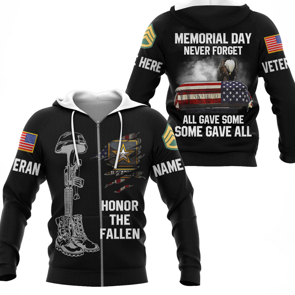 Memorial Day Never Forget All Gave Some Some Gave All Custom All Branch Name Rank All Over Print Shirt For Veteran H2511