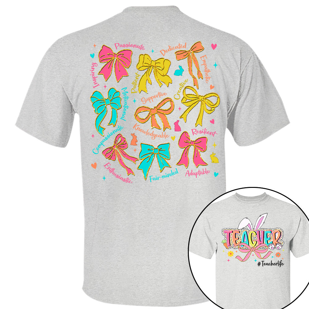 Coquette Easter Teacher Coquette  Shirt, Happy Easter Day Brushstroke Dalmatian Dots Shirt H2511 Do99