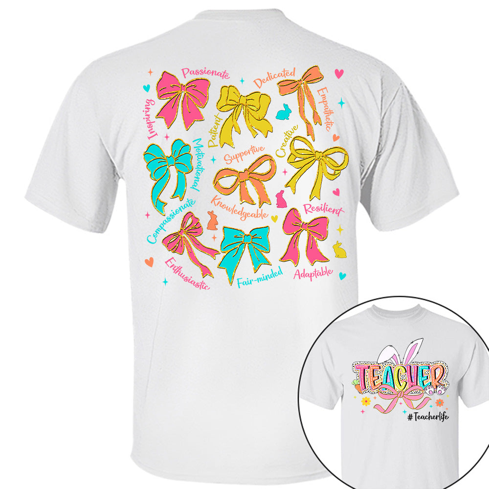 Coquette Easter Teacher Coquette  Shirt, Happy Easter Day Brushstroke Dalmatian Dots Shirt H2511 Do99