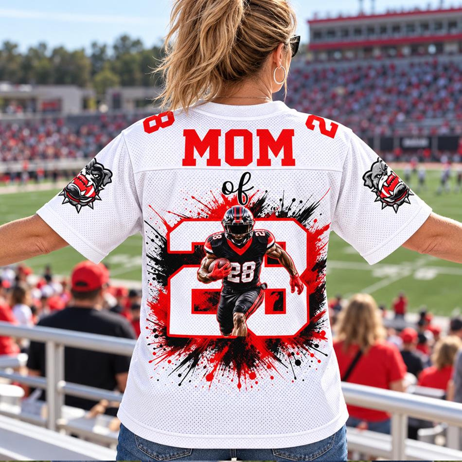 Personalized Football Mom Jersey – Biggest Fan Senior 2027 Custom Player Name & Number Bulldogs Game Day Jersey H2511 Trna