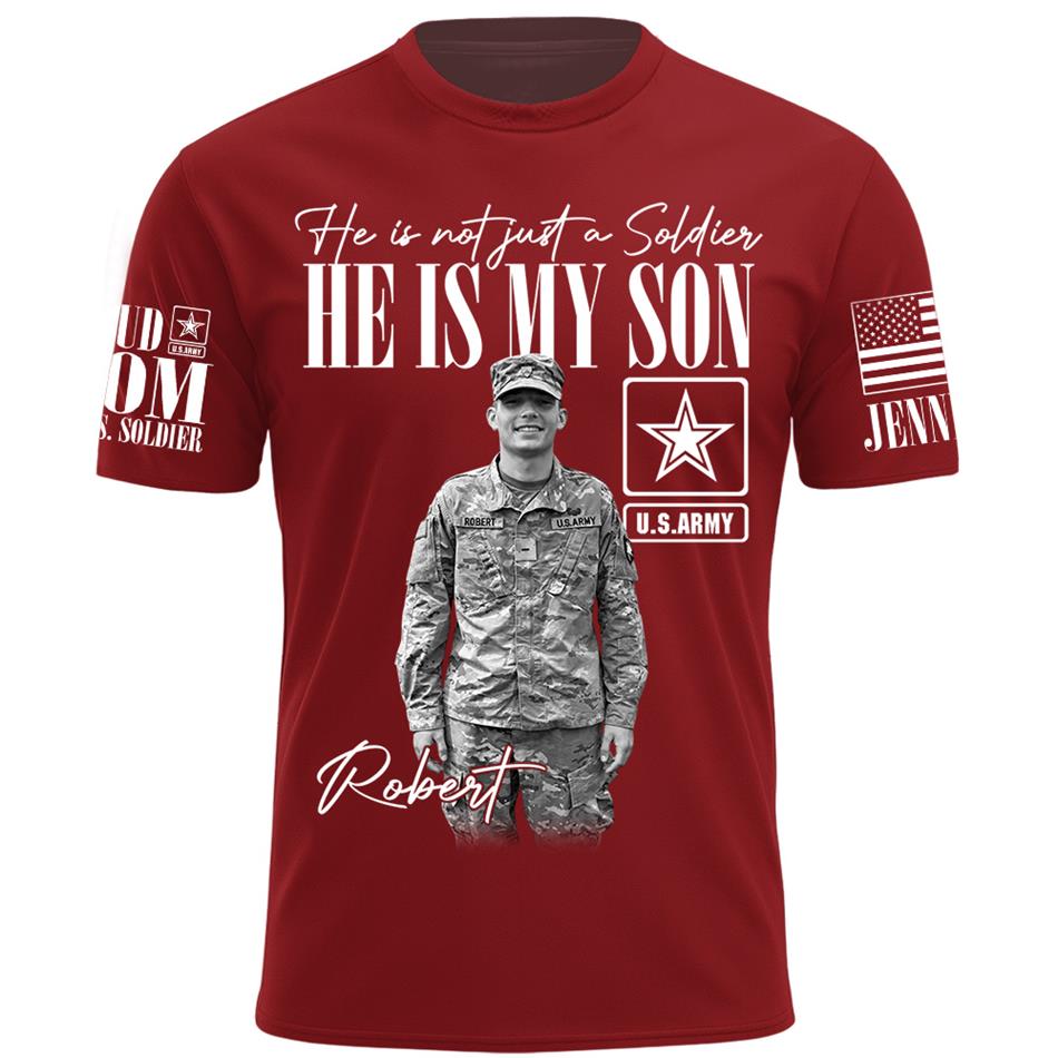 Personalized Vintage He Is Not Just A Soldier He Is My Son Custom Photos Retro Bootleg Shirt For Military Mom Sister Grandma H2511 Trna