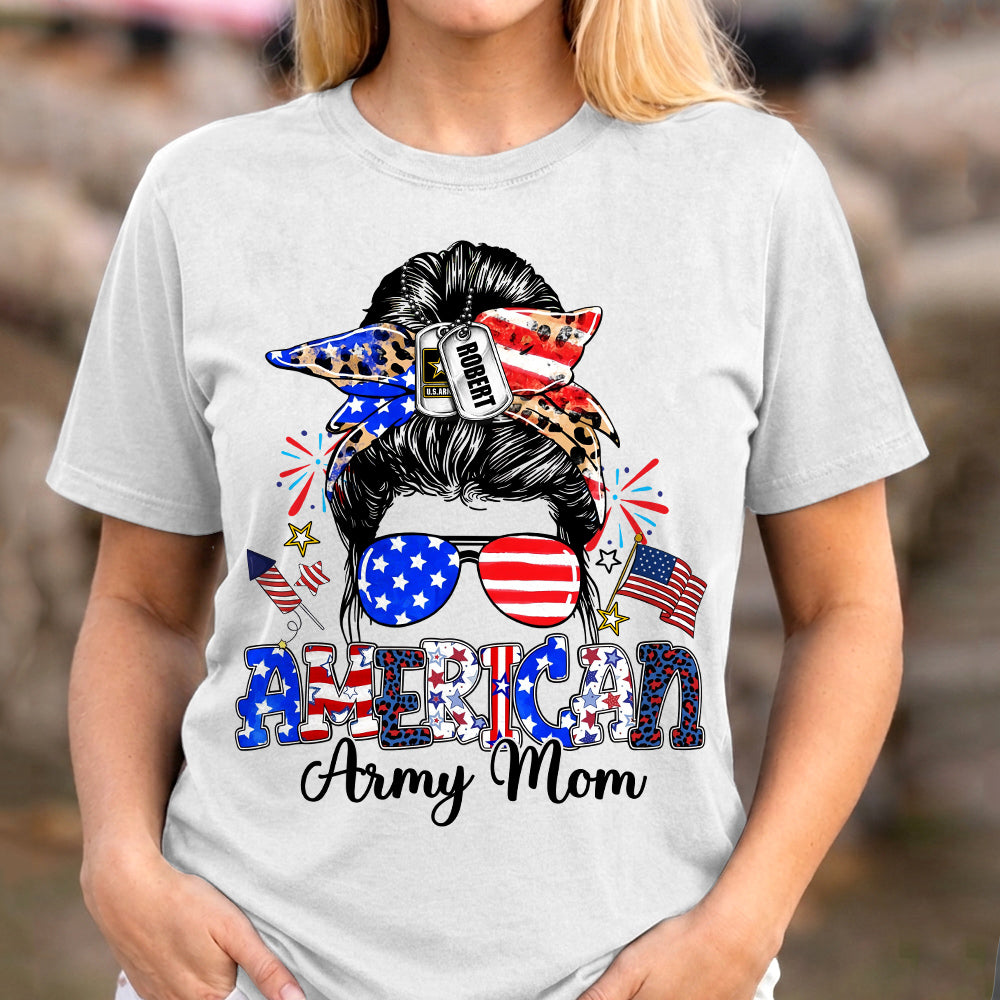 American Army Mom Custom Shirt For Proud Military Mom Sister Wife Grandma 4Th July Shirt H2511 Trna