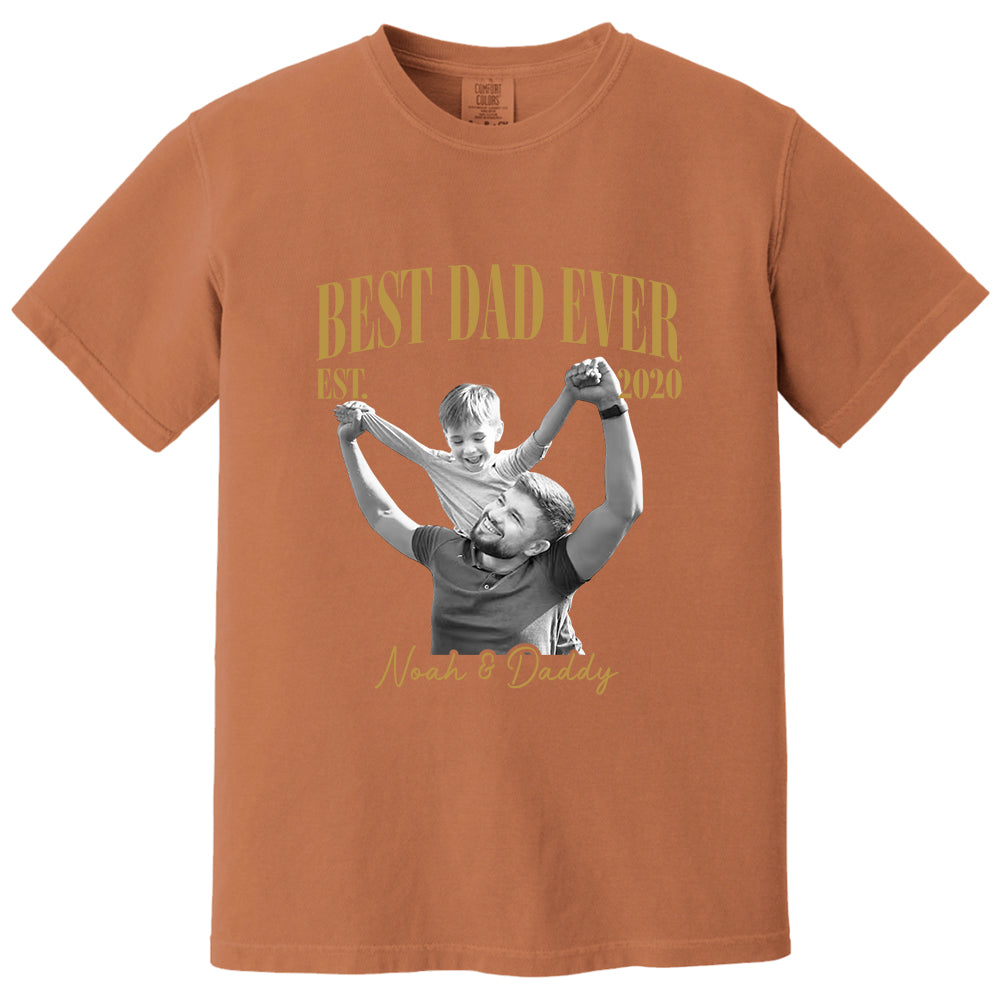 Best Dad Ever Vintage Photo Shirt, Personalized Dad Picture Shirt With Kids Photo, Father's Day Shirt, New Dad Gift MI209 VH01