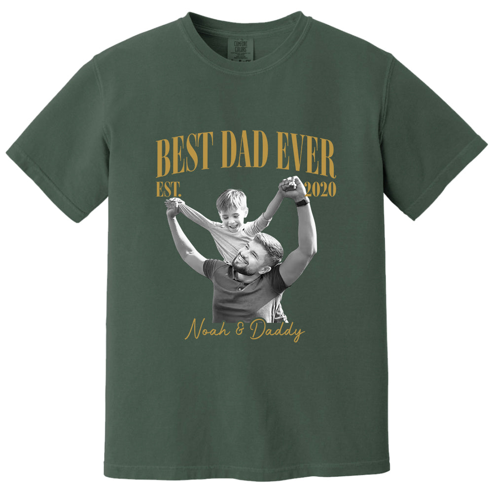 Best Dad Ever Vintage Photo Shirt, Personalized Dad Picture Shirt With Kids Photo, Father's Day Shirt, New Dad Gift MI209 VH01
