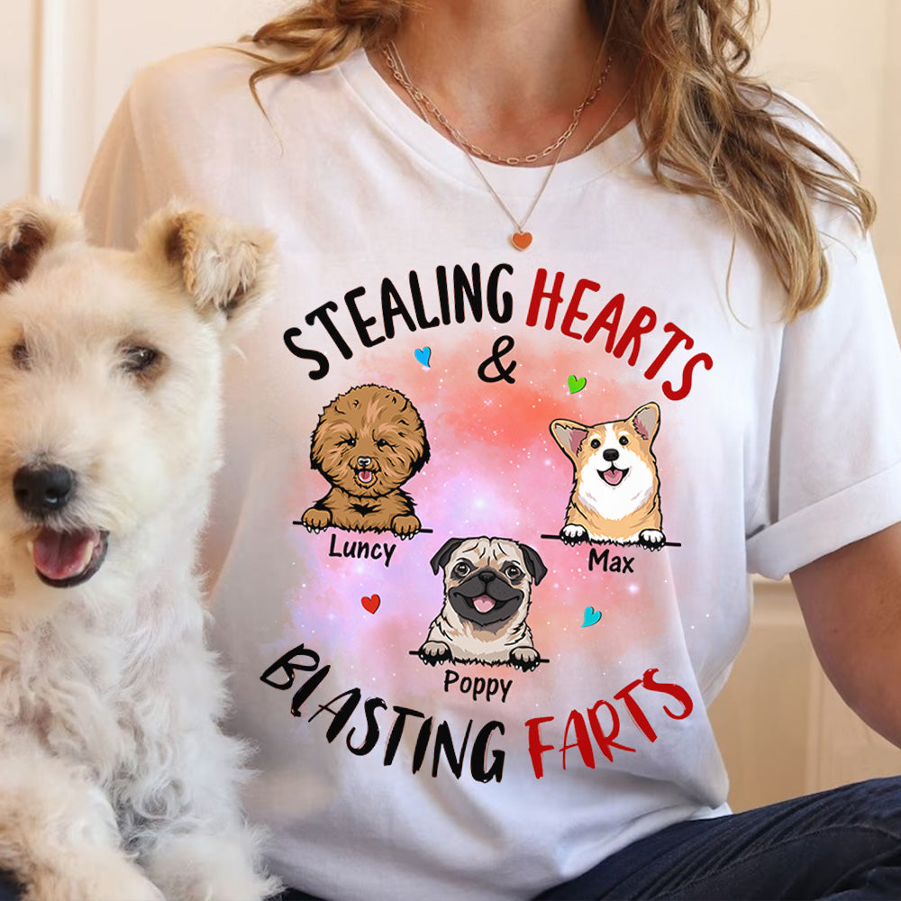 Stealing Hearts Blasting Farts Personalized Shirt for Dog Mom Cute Gift For Dog Lover H2511