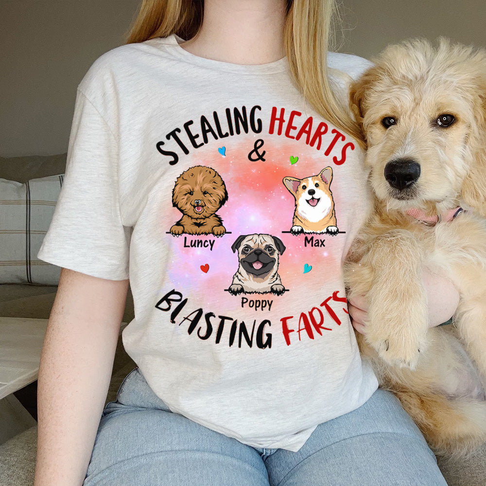 Stealing Hearts Blasting Farts Personalized Shirt for Dog Mom Cute Gift For Dog Lover H2511