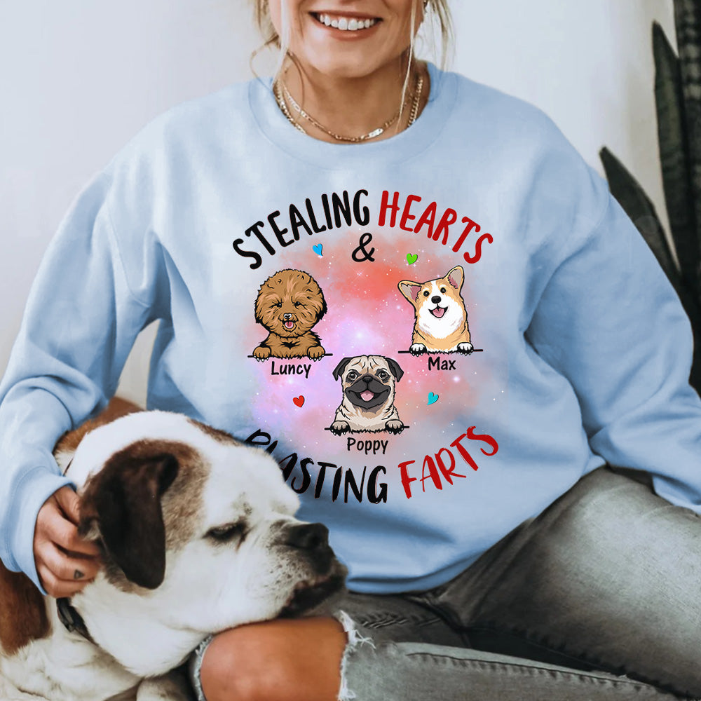 Stealing Hearts Blasting Farts Personalized Shirt for Dog Mom Cute Gift For Dog Lover H2511