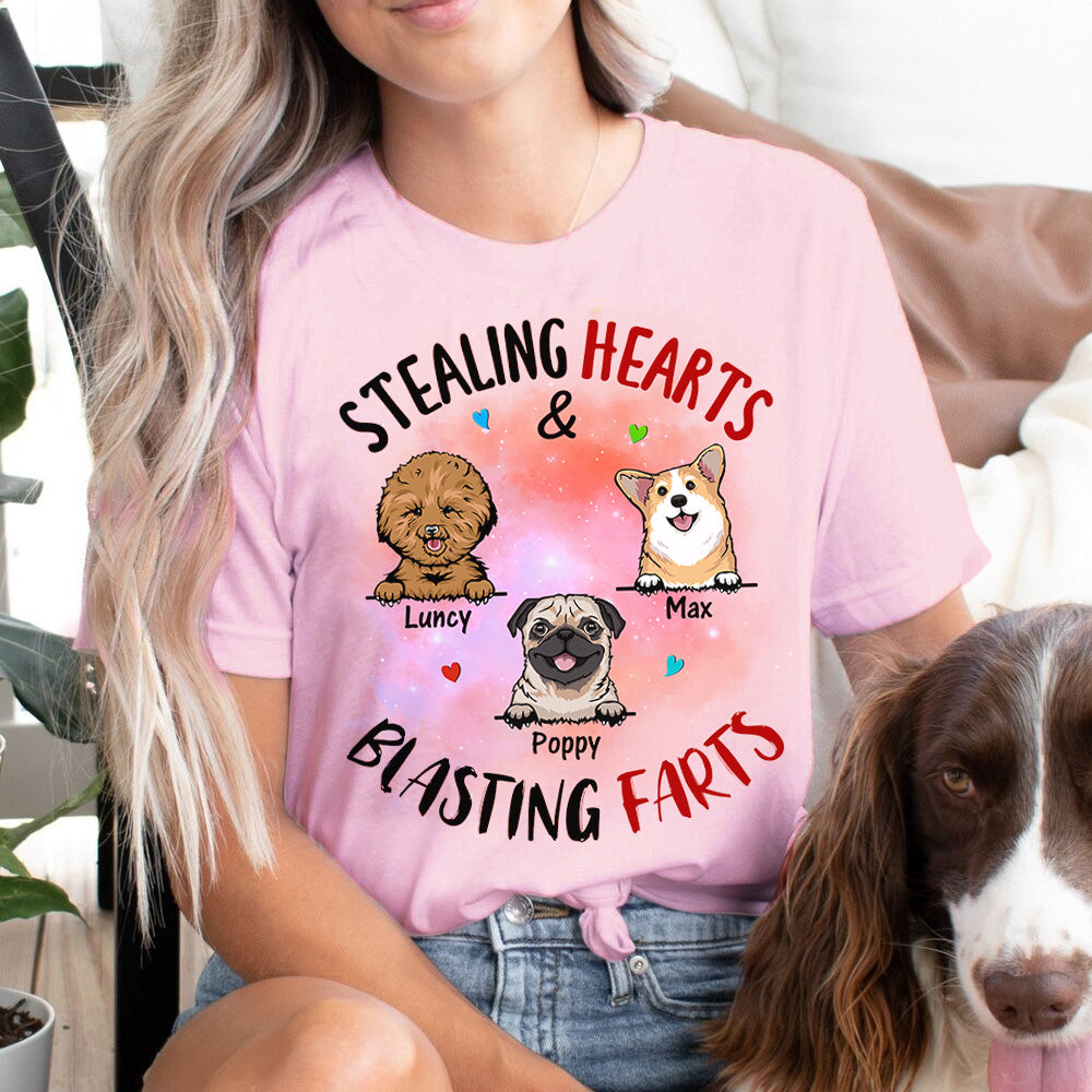 Stealing Hearts Blasting Farts Personalized Shirt for Dog Mom Cute Gift For Dog Lover H2511