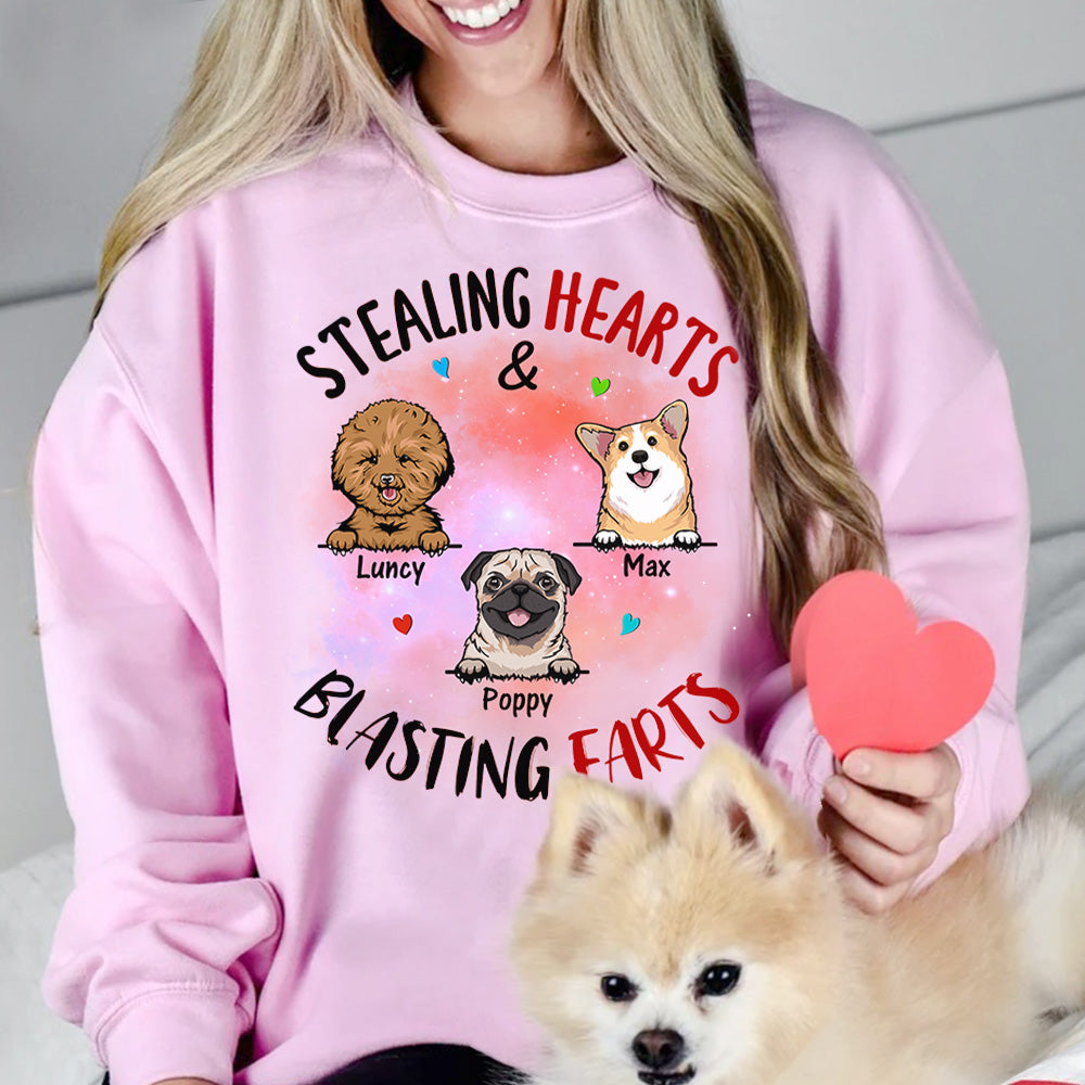 Stealing Hearts Blasting Farts Personalized Shirt for Dog Mom Cute Gift For Dog Lover H2511