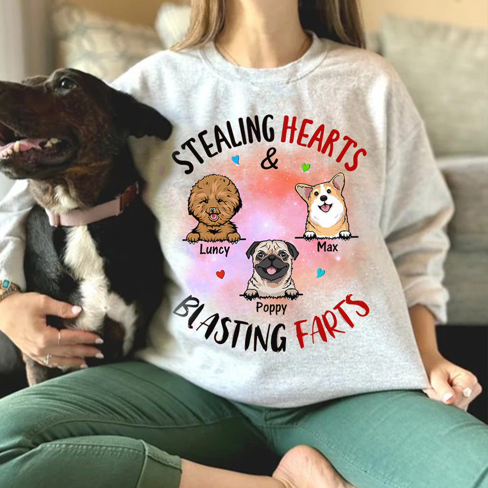 Stealing Hearts Blasting Farts Personalized Shirt for Dog Mom Cute Gift For Dog Lover H2511