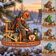 Personalized Hunting Ornament Just A Boy Who Loves Hunting Custom Name Christmas Ornament Gift for Hunter  H2511 Trna
