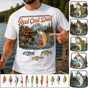 Reel Cool Dad Bigfoot Fishing Shirt, Personalized Dad Shirt With Custom Kids, Bigfoot Fisherman Father's Day Gift, Gift for Dad Na02 Nh00